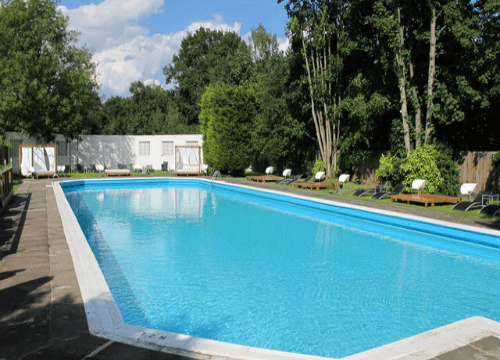 Residential swimming pool after cleaning